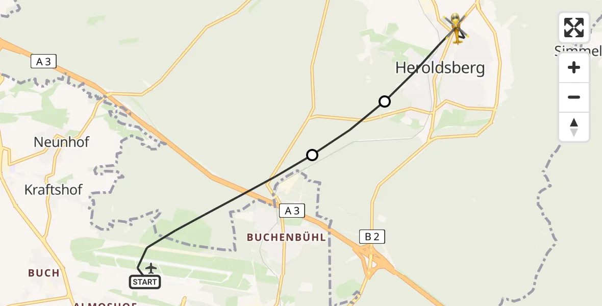 Flugroute Rettungshubschrauber Flughafen Nuremberg - Heroldsberg, 29 Juni 2026, 12:31
