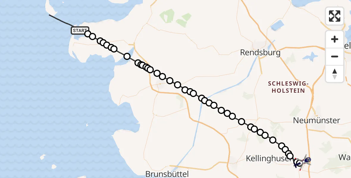 Flugroute Polizeihubschrauber Westerhever - Fuhlendorf, 29 Juni 2026, 12:44