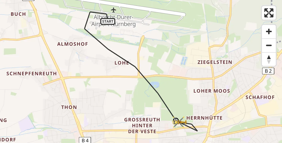 Flugroute Rettungshubschrauber Flughafen Nuremberg - Nürnberg, 29 Juni 2026, 13:29