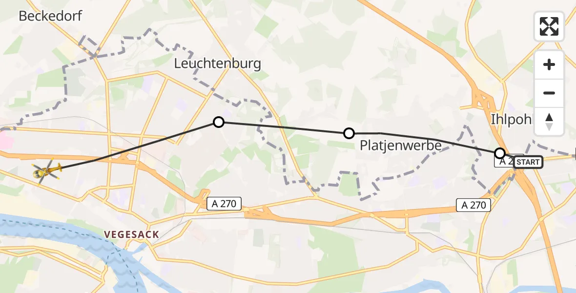 Flugroute Rettungshubschrauber Bremen - Bremen, 29 Juni 2026, 14:03