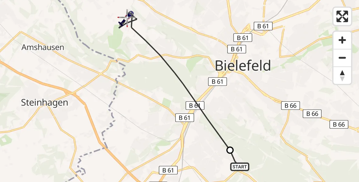 Flugroute Polizeihubschrauber Luftrettungszentrum Bielefeld - Bielefeld, 29 Juni 2026, 14:21