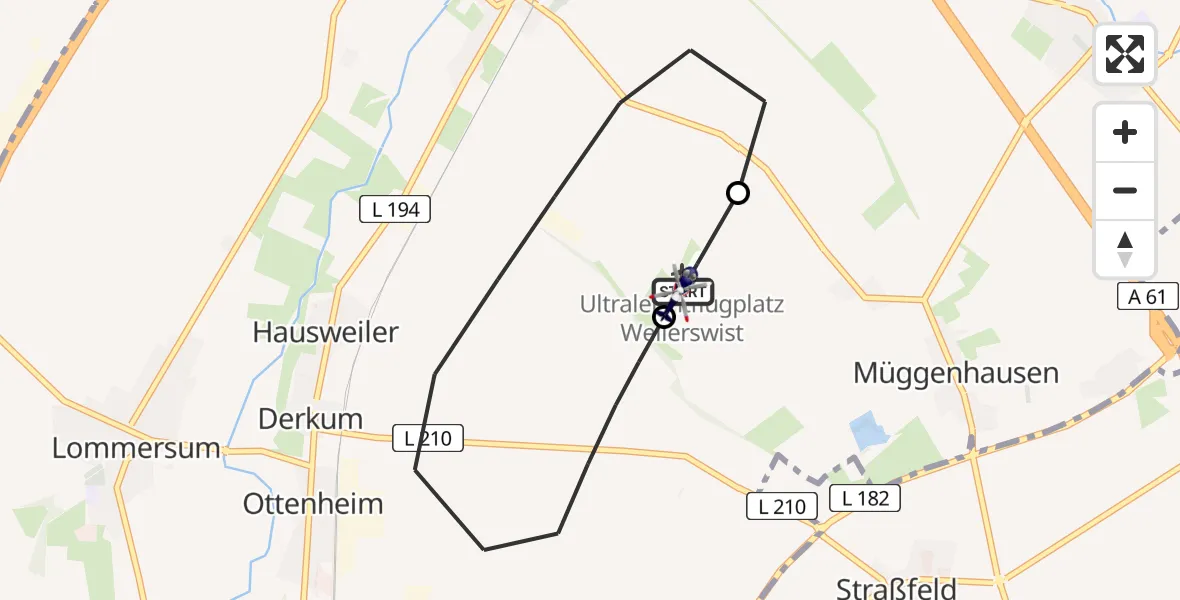 Flugroute Polizeihubschrauber Weilerswist UL - Weilerswist UL, 29 Juni 2026, 14:46