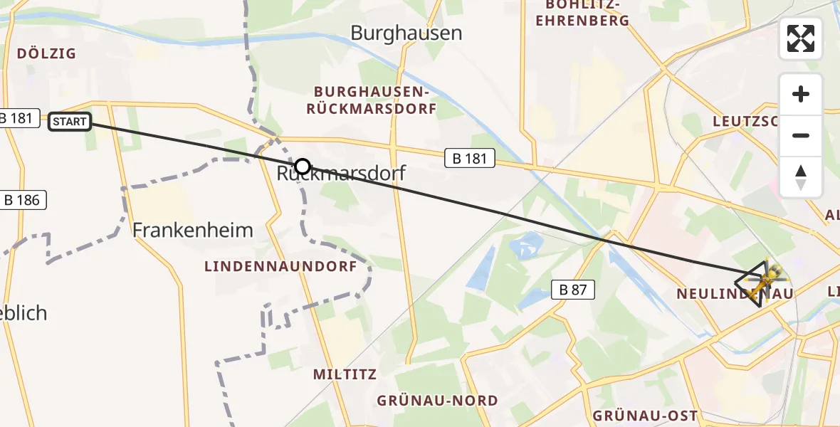 Flugroute Rettungshubschrauber Schkeuditz - Leipzig, 29 Juni 2026, 14:56
