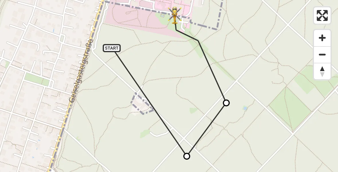 Flugroute Rettungshubschrauber ADAC Air Rescue Center Hubschrauberlandeplatz (Christoph 1) - ADAC Air Rescue Center Hubschrauberlandeplatz (Christoph 1), 29 Juni 2026, 15:05