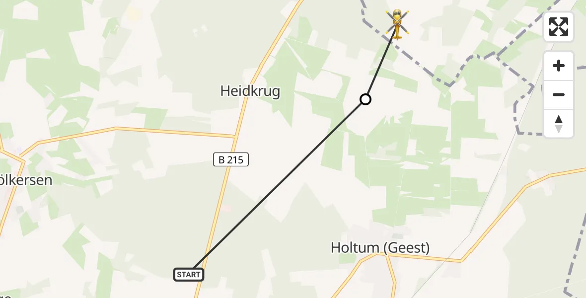 Flugroute Rettungshubschrauber Verden (Aller) - Ahausen, 29 Juni 2026, 15:06