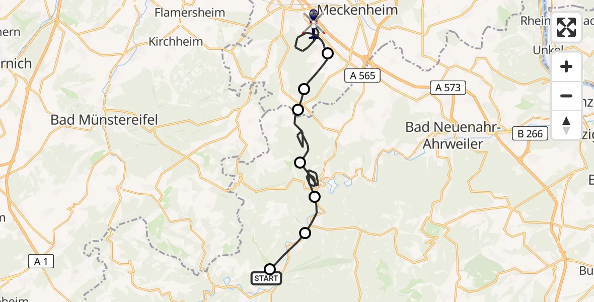 Flugroute Polizeihubschrauber Sierscheid - Rheinbach, 29 Juni 2026, 15:20