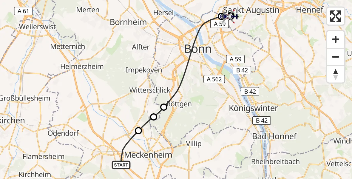 Flugroute Polizeihubschrauber Rheinbach - Sankt Augustin, 29 Juni 2026, 15:45