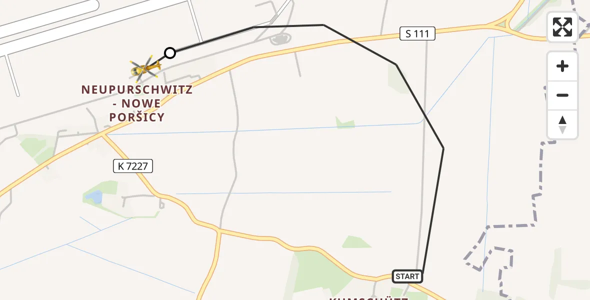 Flugroute Rettungshubschrauber Kubschütz - Bautzen Flugplatz, 29 Juni 2026, 16:17