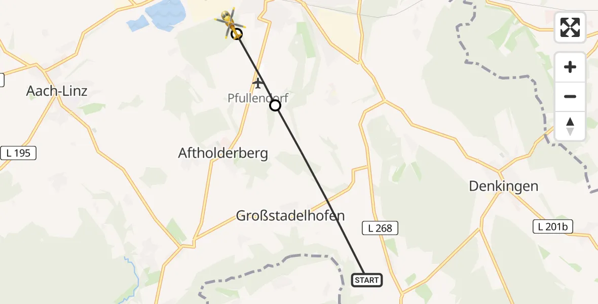 Flugroute Rettungshubschrauber Pfullendorf - Pfullendorf, 29 Juni 2026, 17:04