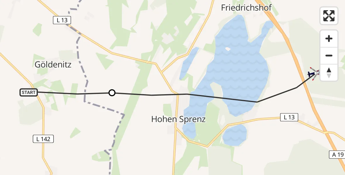 Flugroute Polizeihubschrauber Rukieten - Dolgen am See, 29 Juni 2026, 18:48
