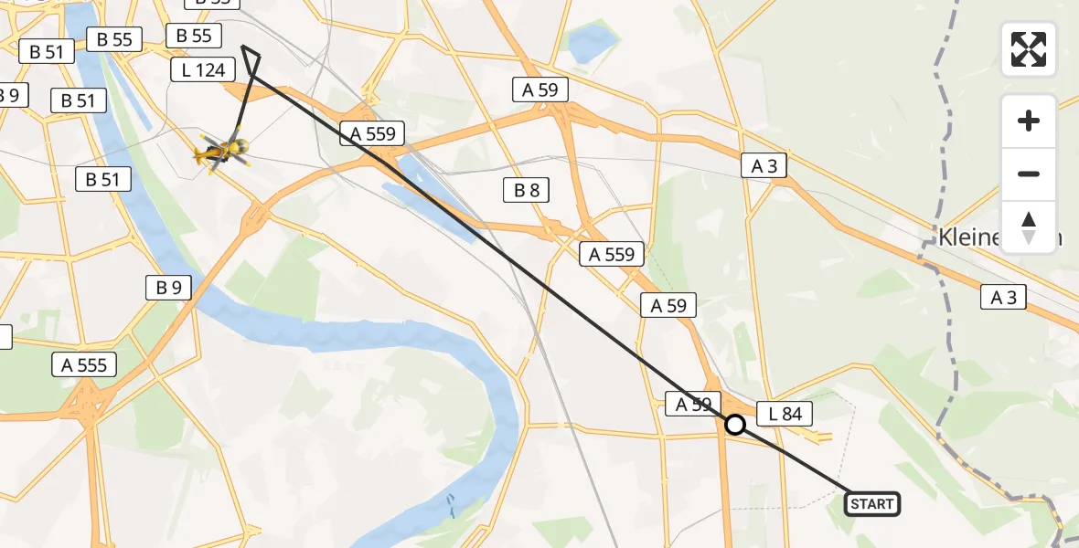 Flugroute Ambulanzhubschrauber Köln Bonn Flughafen - Köln, 29 Juni 2026, 19:00