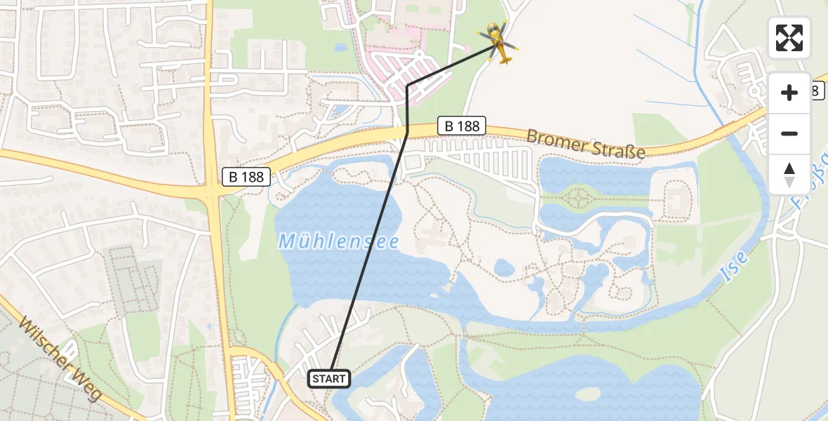 Flugroute Rettungshubschrauber Gifhorn - Gifhorn, 29 Juni 2026, 19:11