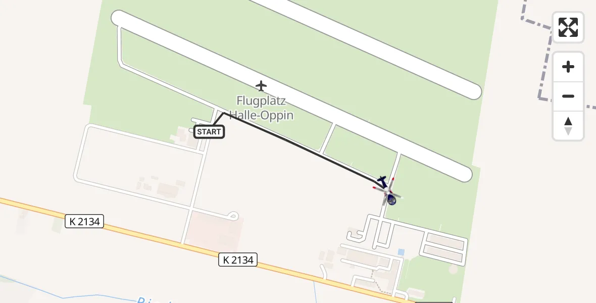Flugroute Polizeihubschrauber Halle-Oppin Flugplatz - Halle-Oppin Flugplatz, 29 Juni 2026, 19:20