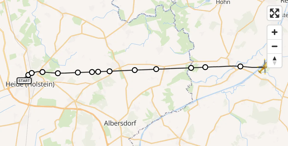 Flugroute Ambulanzhubschrauber Heide - Hörsten, 29 Juni 2026, 19:41