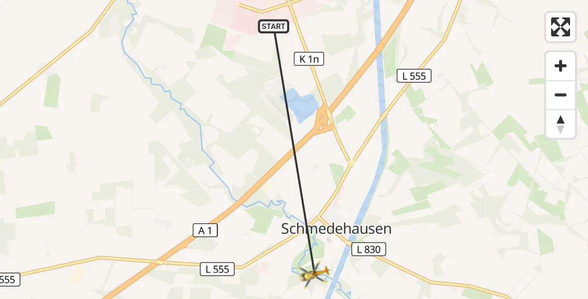 Flugroute Ambulanzhubschrauber Christoph  Westfalen-ADAC - Greven, 29 Juni 2026, 21:59