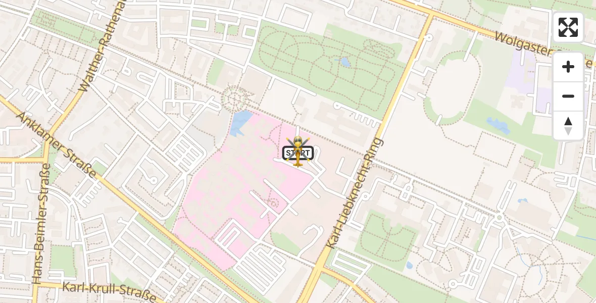 Flugroute Rettungshubschrauber Greifswald Hospital - Greifswald Hospital, 30 Juni 2026, 05:48