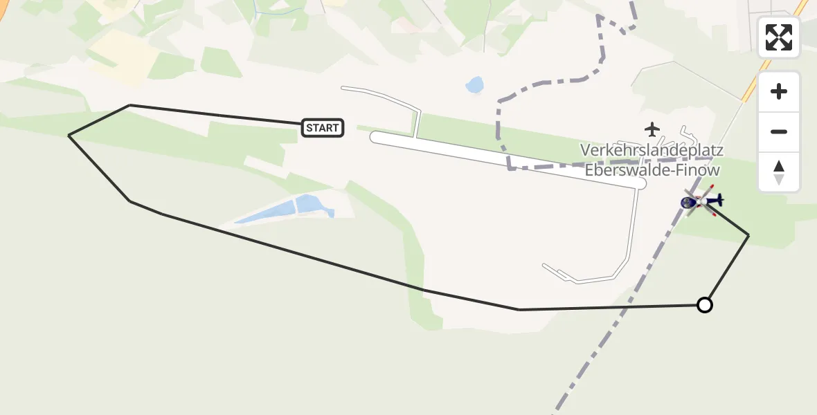 Flugroute Polizeihubschrauber Schorfheide - Eberswalde, 30 Juni 2026, 05:49