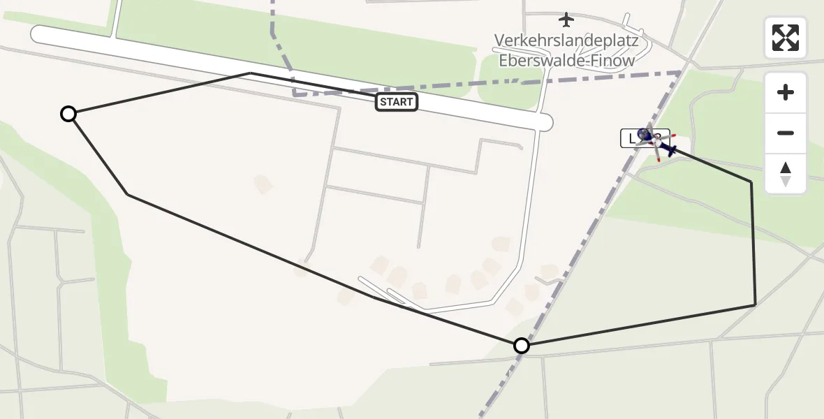 Flugroute Polizeihubschrauber Eberswalde-Finow Flugplatz - Eberswalde, 30 Juni 2026, 06:02