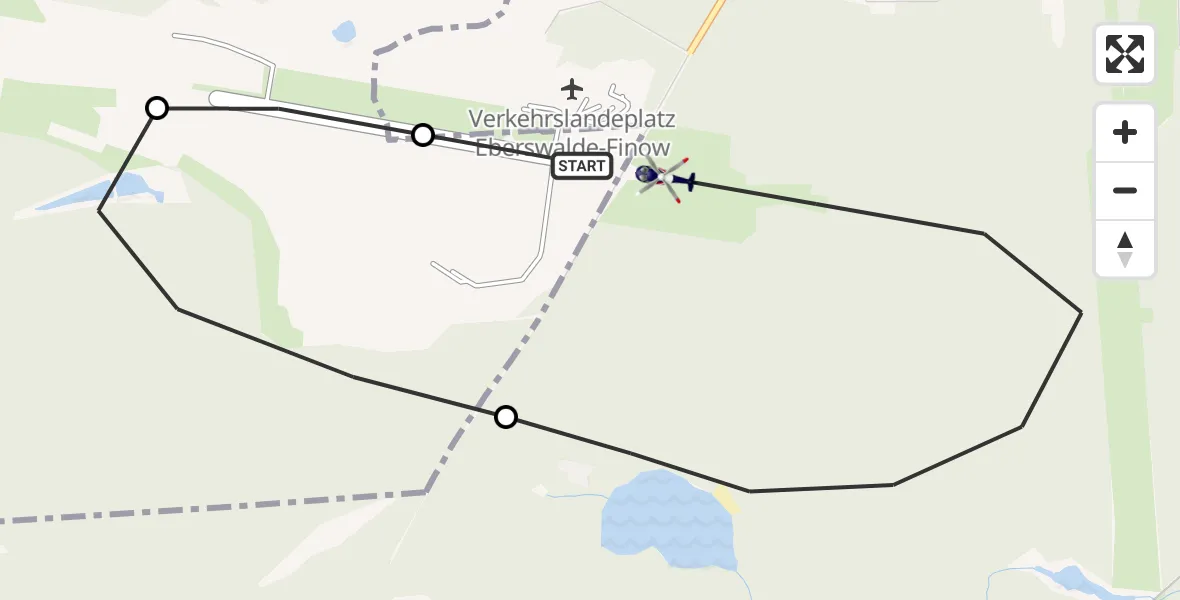Flugroute Polizeihubschrauber Schorfheide - Eberswalde, 30 Juni 2026, 06:11