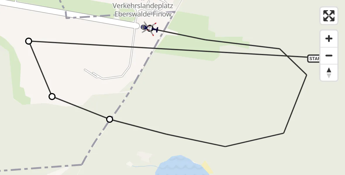 Flugroute Polizeihubschrauber Eberswalde - Schorfheide, 30 Juni 2026, 06:17
