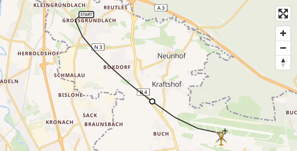 Flugroute Rettungshubschrauber Nürnberg - Flughafen Nuremberg, 30 Juni 2026, 06:38