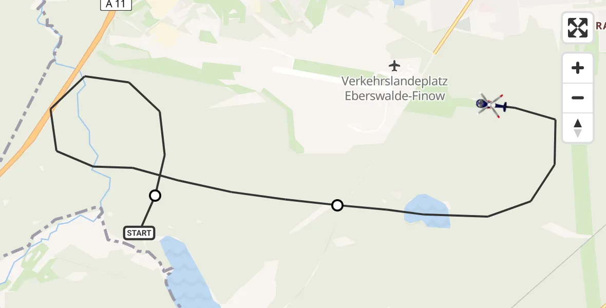 Flugroute Polizeihubschrauber Eberswalde - Eberswalde, 30 Juni 2026, 07:15