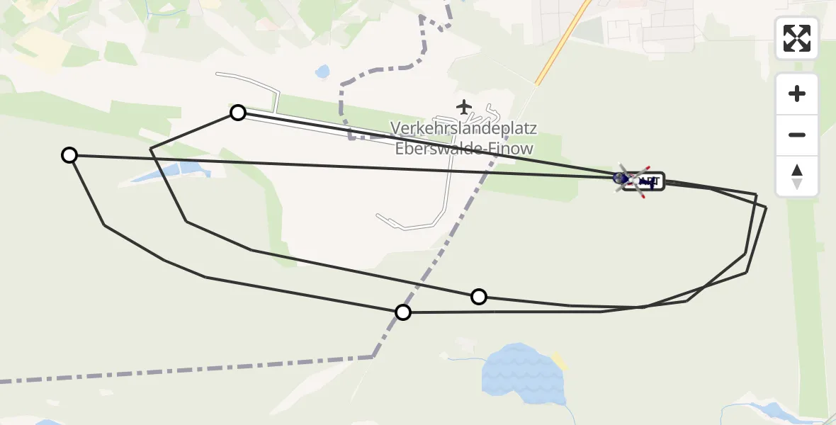 Flugroute Polizeihubschrauber Eberswalde - Eberswalde, 30 Juni 2026, 07:20