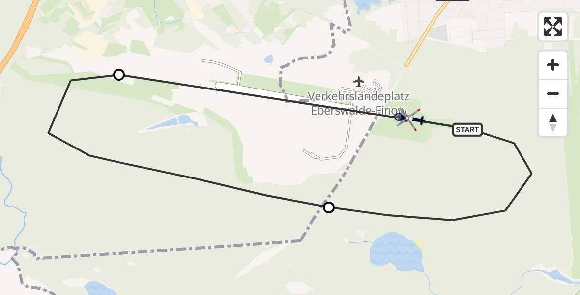 Flugroute Polizeihubschrauber Eberswalde - Eberswalde, 30 Juni 2026, 07:29