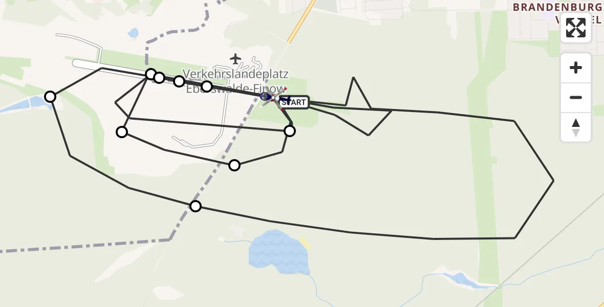 Flugroute Polizeihubschrauber Eberswalde - Eberswalde, 30 Juni 2026, 07:35