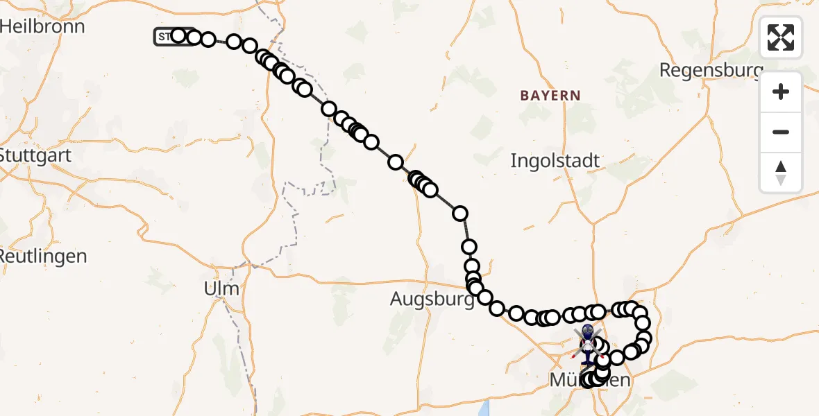 Flugroute Polizeihubschrauber Adolf Würth Flughafen - Oberschleißheim, 30 Juni 2026, 07:42