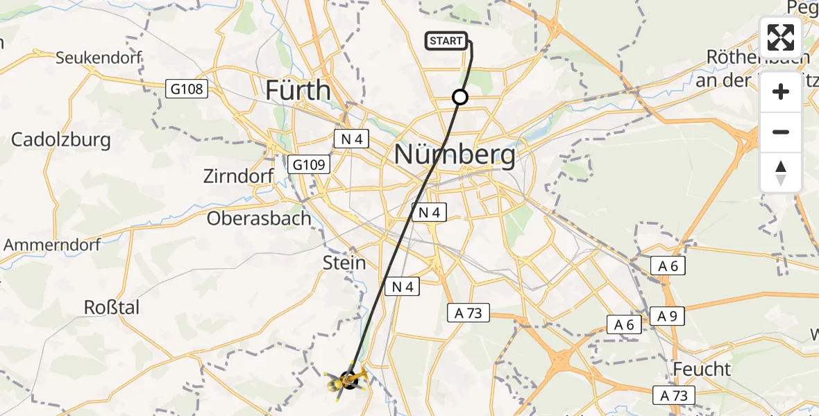 Flugroute Rettungshubschrauber Flughafen Nuremberg - Nürnberg, 30 Juni 2026, 07:59