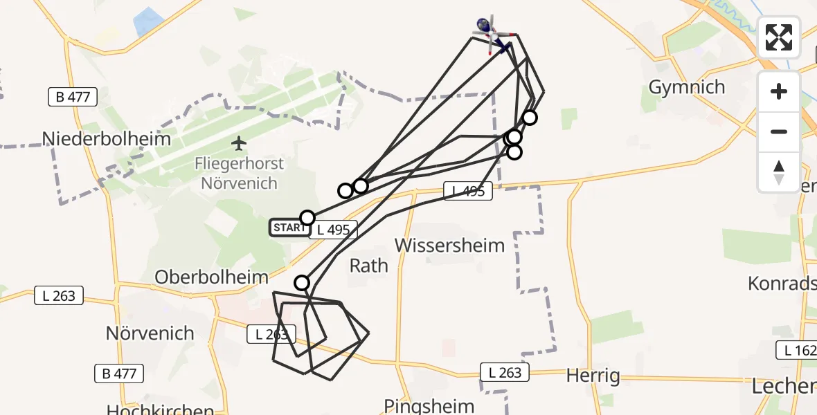 Flugroute Polizeihubschrauber Militärflugplatz Nörvenich - Erftstadt, 30 Juni 2026, 08:15