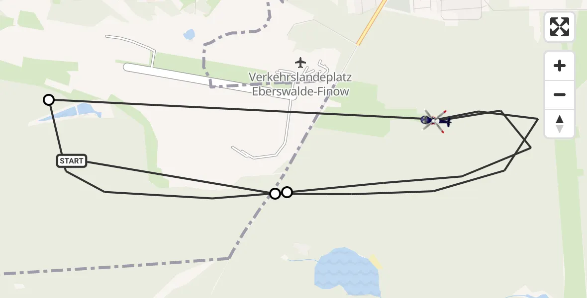 Flugroute Polizeihubschrauber Schorfheide - Eberswalde, 30 Juni 2026, 08:52