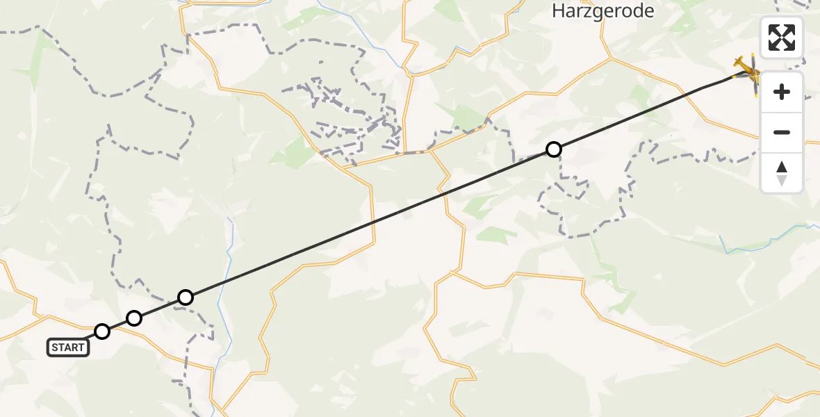 Flugroute Rettungshubschrauber Nordhausen - Harzgerode, 30 Juni 2026, 11:18