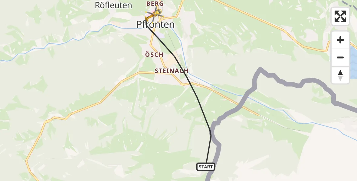 Flugroute Rettungshubschrauber Pfronten - Pfronten, 30 Juni 2026, 11:21