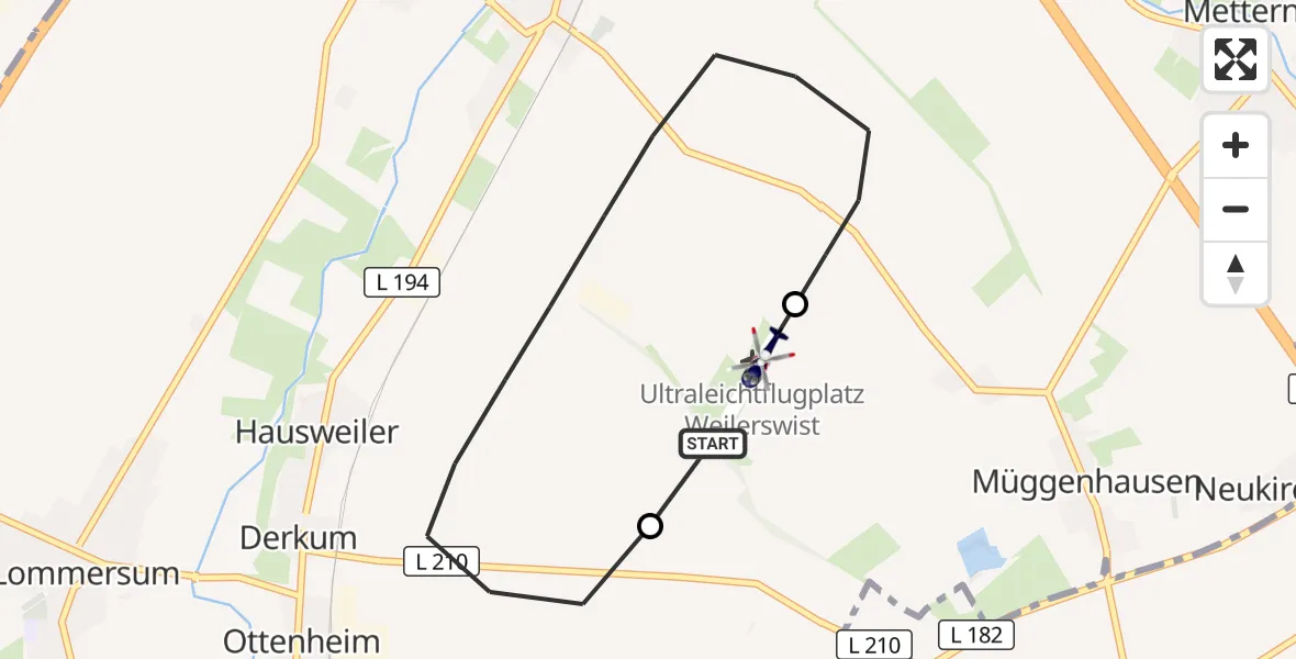 Flugroute Polizeihubschrauber Weilerswist UL - Weilerswist UL, 30 Juni 2026, 11:27