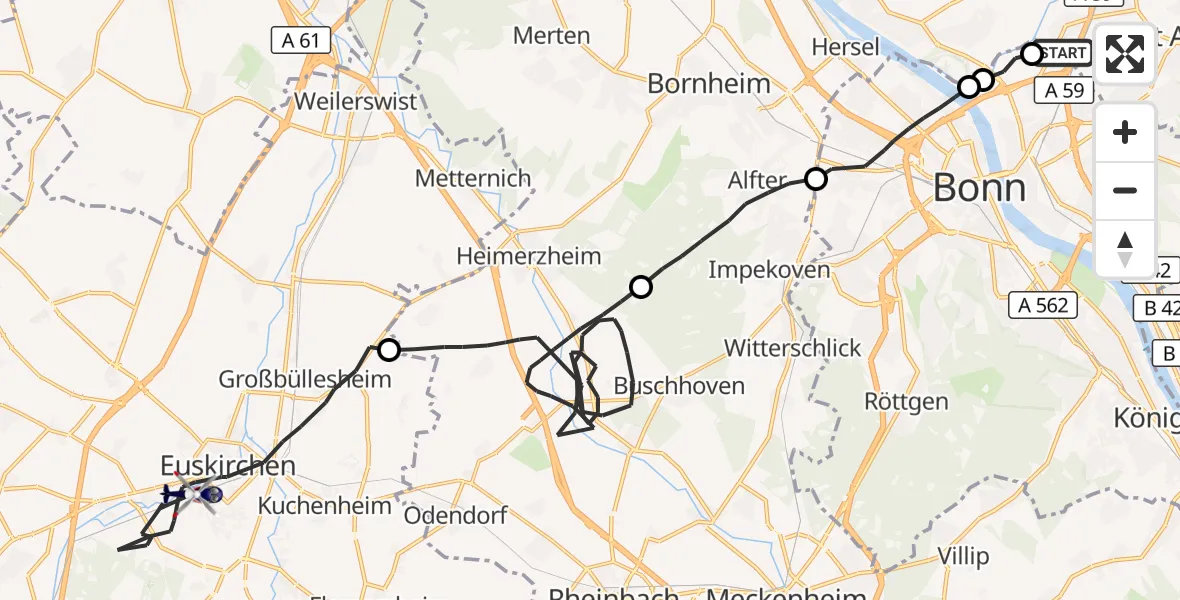 Flugroute Polizeihubschrauber Sankt Augustin - Euskirchen, 30 Juni 2026, 11:30