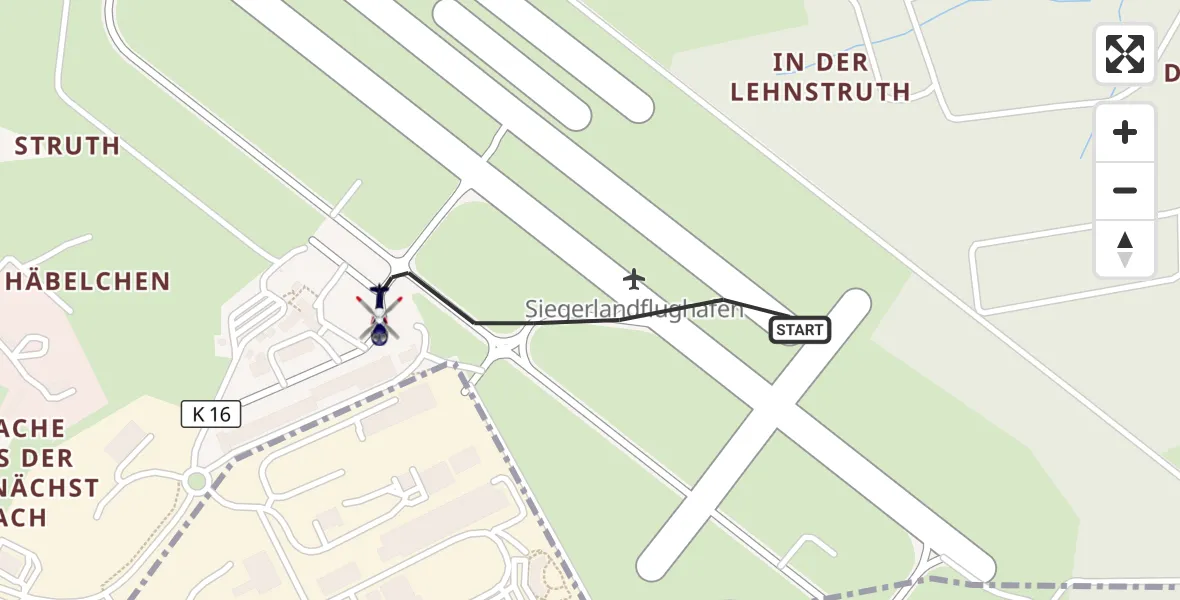 Flugroute Polizeihubschrauber Siegerland Flughafen - Siegerland Flughafen, 30 Juni 2026, 11:36