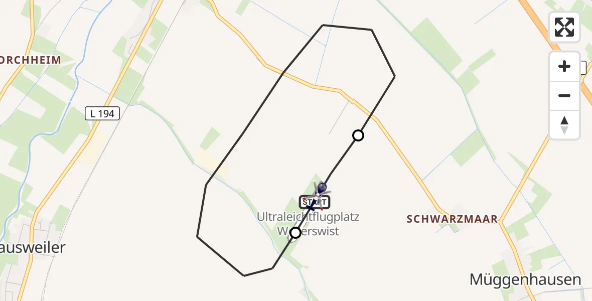 Flugroute Polizeihubschrauber Weilerswist UL - Weilerswist UL, 30 Juni 2026, 11:40