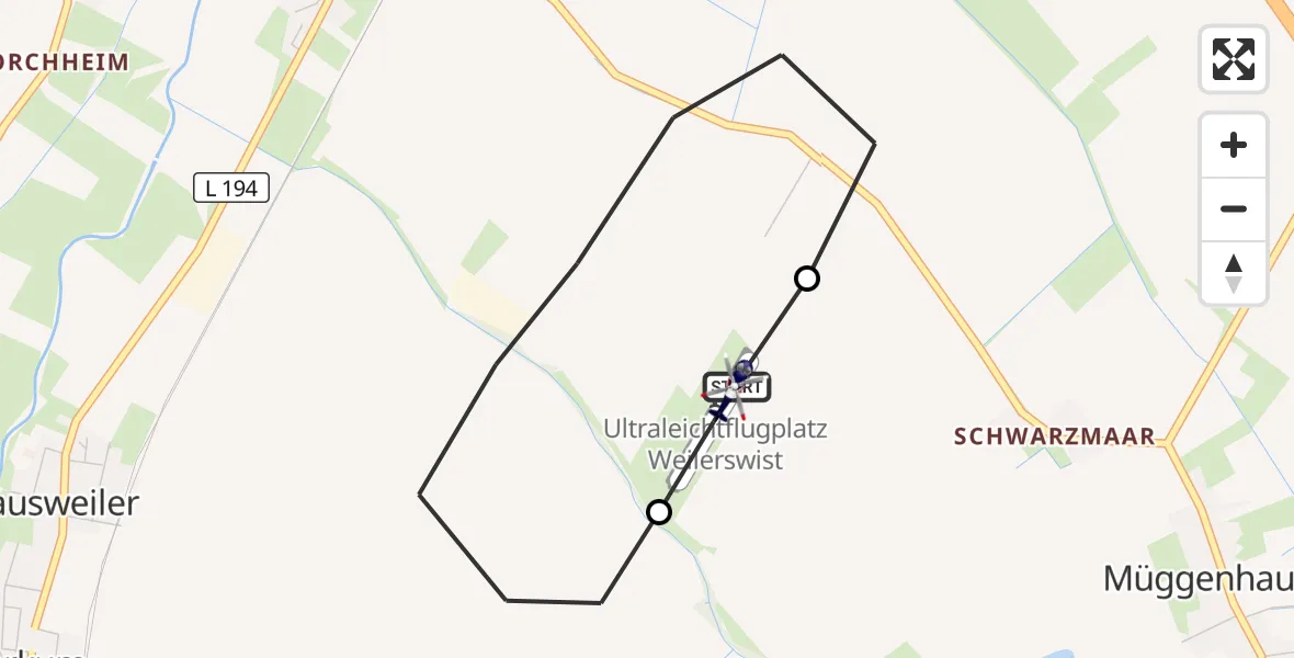 Flugroute Polizeihubschrauber Weilerswist UL - Weilerswist UL, 30 Juni 2026, 11:52