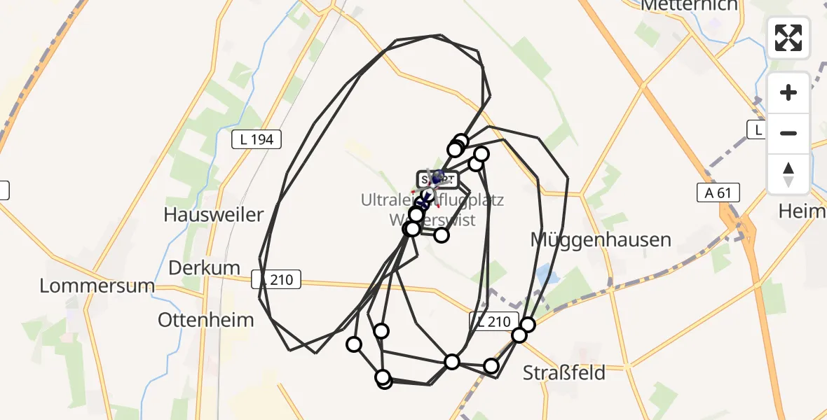 Flugroute Polizeihubschrauber Weilerswist UL - Weilerswist UL, 30 Juni 2026, 11:59