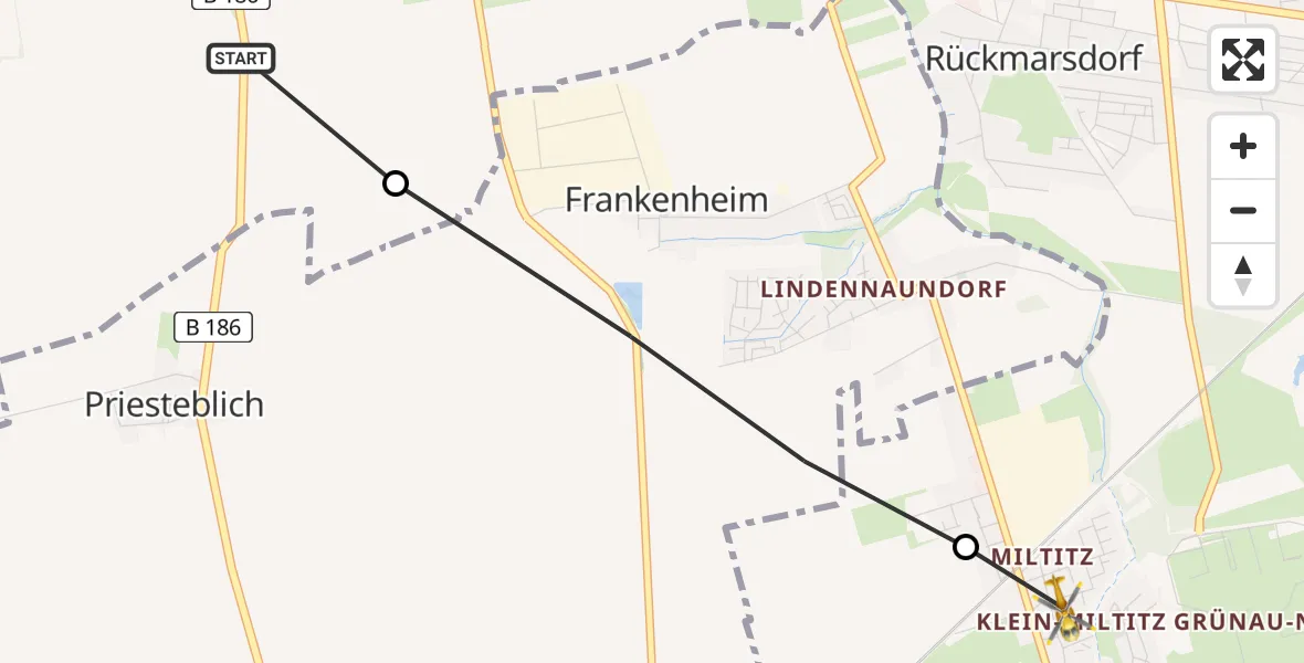 Flugroute Rettungshubschrauber Schkeuditz - Leipzig, 30 Juni 2026, 12:28