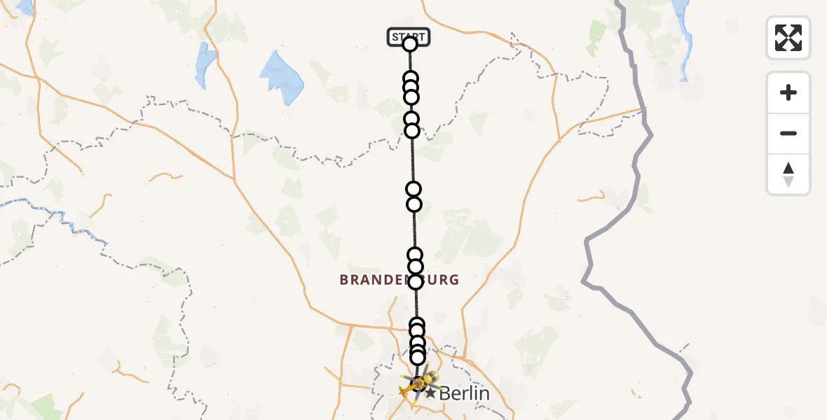 Flugroute Rettungshubschrauber Neubrandenburg - Charité Clinic Virchow Campus Hubschrauberlandeplatz, 30 Juni 2026, 13:38