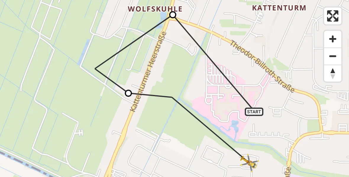 Flugroute Rettungshubschrauber ADAC Air Rescue Station Bremen Hubschrauberlandeplatz (Christoph 6) - ADAC Air Rescue Station Bremen Hubschrauberlandeplatz (Christoph 6), 30 Juni 2026, 13:40