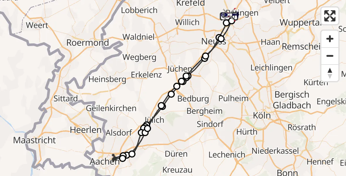 Flugroute Polizeihubschrauber Düsseldorf Flughafen - Düsseldorf Flughafen, 30 Juni 2026, 13:48