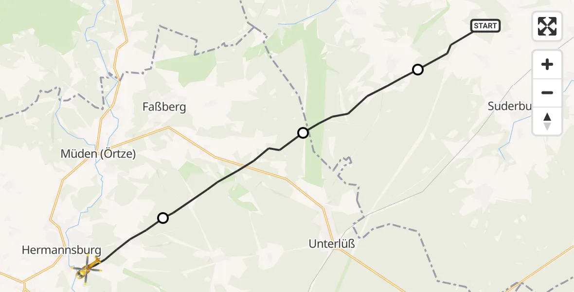 Flugroute Rettungshubschrauber Suderburg - Südheide, 30 Juni 2026, 14:00