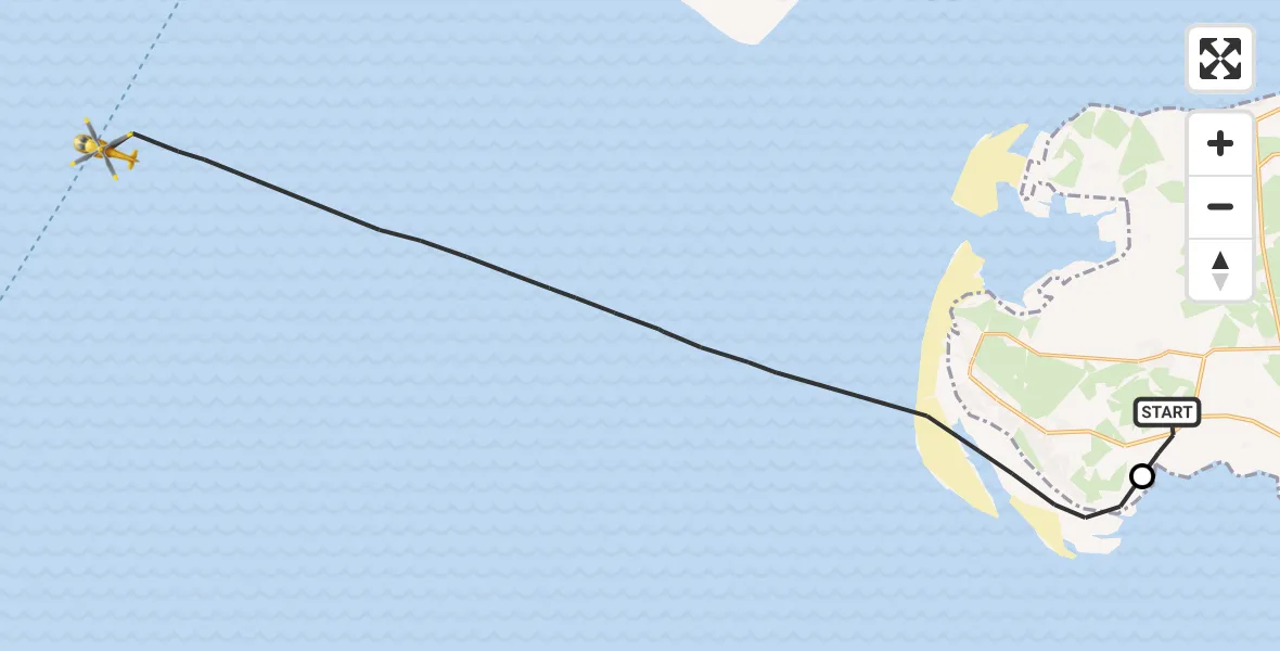 Flugroute Ambulanzhubschrauber Tating - Sankt Peter-Ording, 30 Juni 2026, 15:16