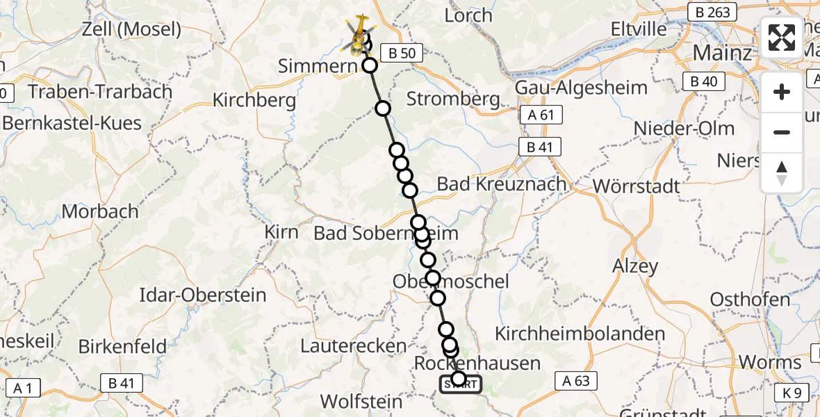 Flugroute Rettungshubschrauber Imsweiler UL - Benzweiler, 30 Juni 2026, 15:25