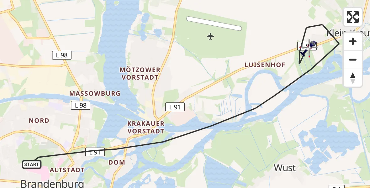 Flugroute Polizeihubschrauber Brandenburg an der Havel - Brandenburg an der Havel, 30 Juni 2026, 15:33