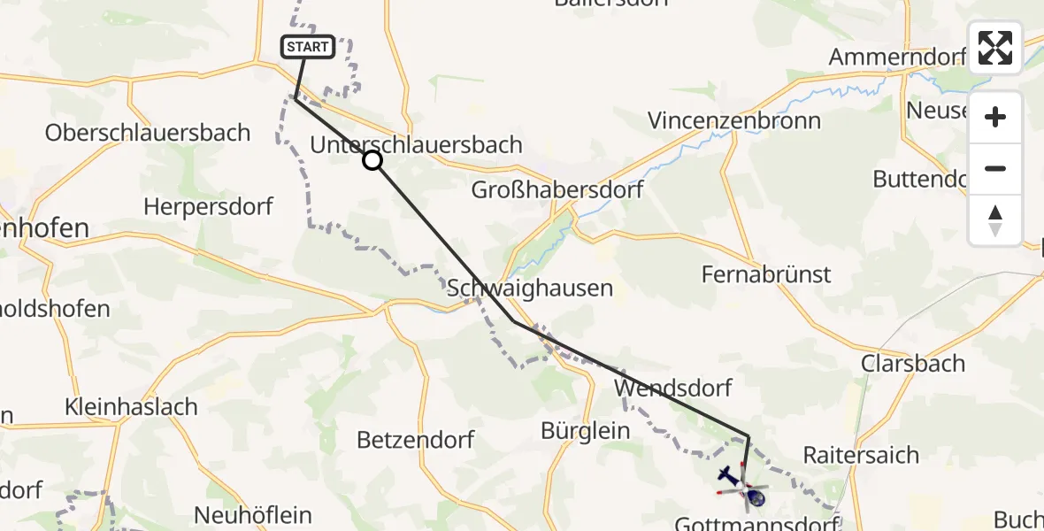 Flugroute Polizeihubschrauber Dietenhofen - Heilsbronn, 30 Juni 2026, 15:33